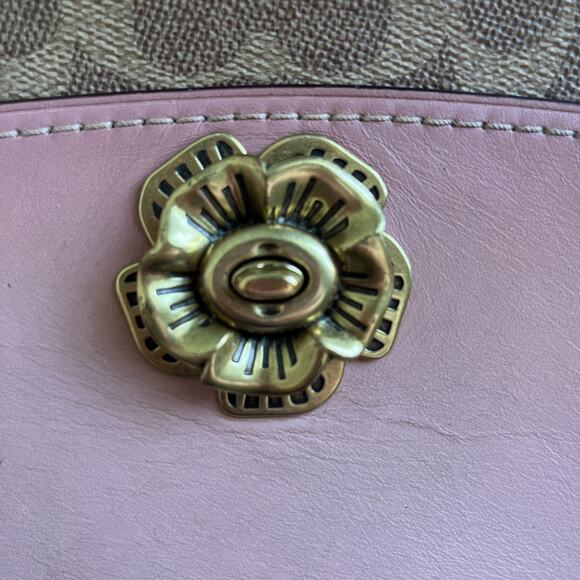 COACH Parker 30585 Pink C Logo Canvas+Leather. Shoulder+crossbody Bag purse - Picture 13 of 16